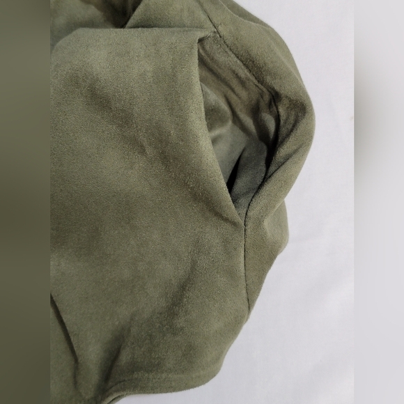 Steve Madden Drape Open Front Faux Suede Sage Green Women's Jacket Size Small - Picture 3 of 13